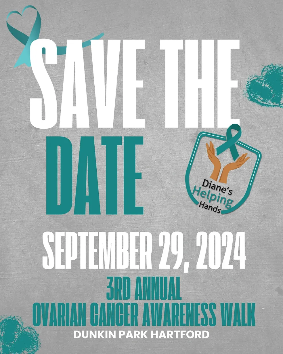 flyer with information about the ovarian cancer walk on September 29th, 2024